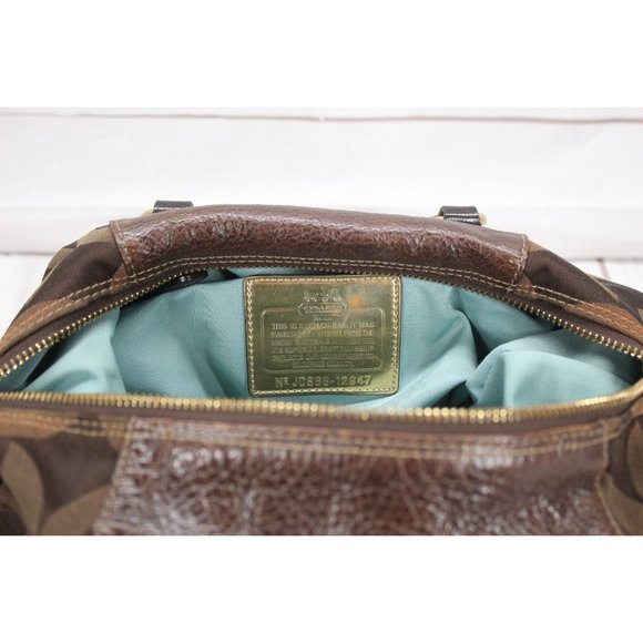 Coach Madison Sabrina Brown Op-art Convertible Satchel Signature Shoulder Bag - Picture 6 of 10